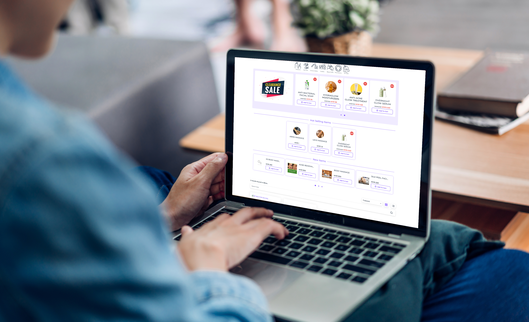 Person managing an online store on a laptop at home.