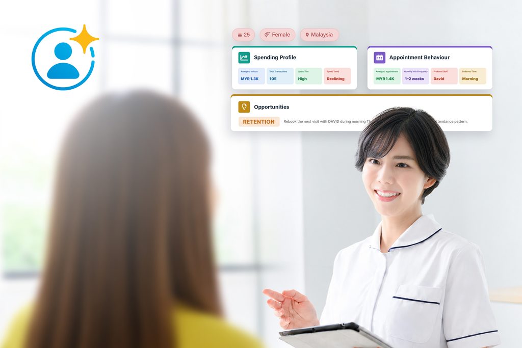Customer Radar in the Aoikumo™ clinic operating system helps clinics understand patient behaviour and patterns, enabling them to offer more relevant services and drive repeat visits.