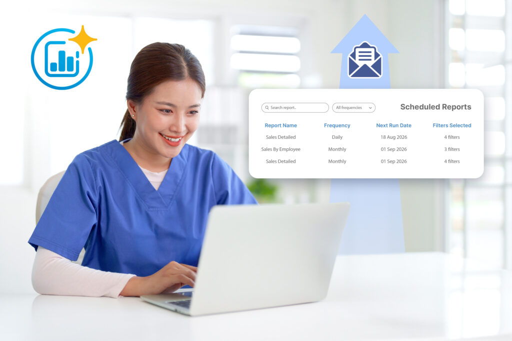With Aoikumo™ Report Robot, clinics can automate report generation and delivery, eliminating the need to manually export reports whenever they are needed.